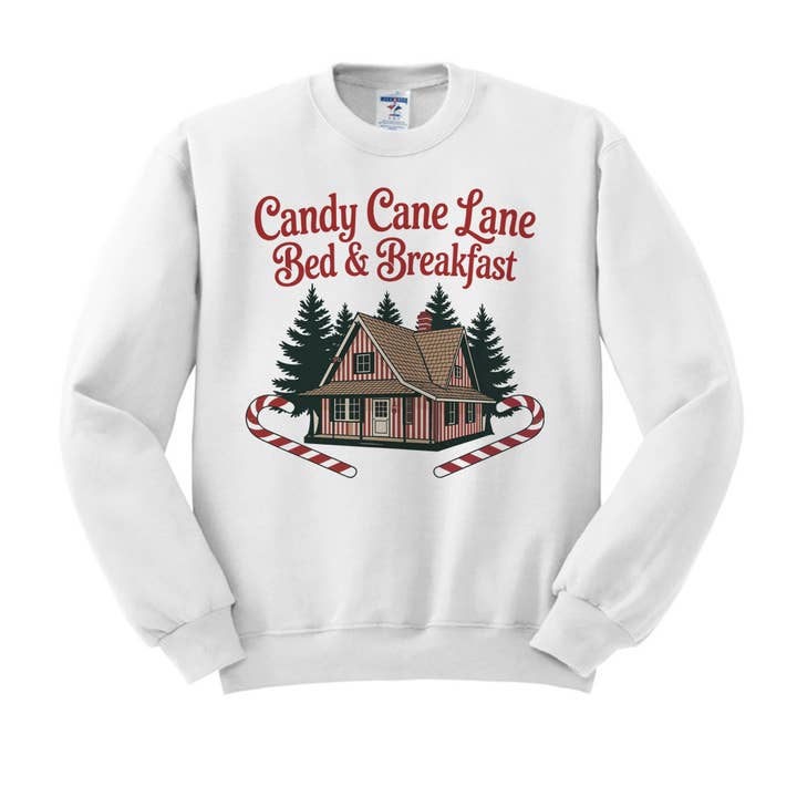 DaisyChainDesignCo - Wholesale Graphic Sweatshirt - Women's - Candy Cane Lane Christmas Crewneck Sweatshirt  5