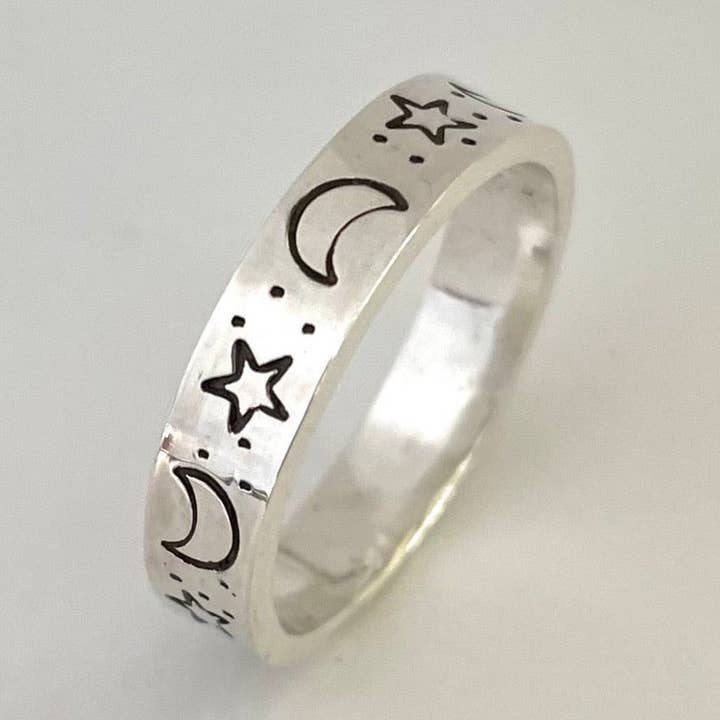Moons and Stars Silver Ring for wholesale by Kitty Stoykovich Designs