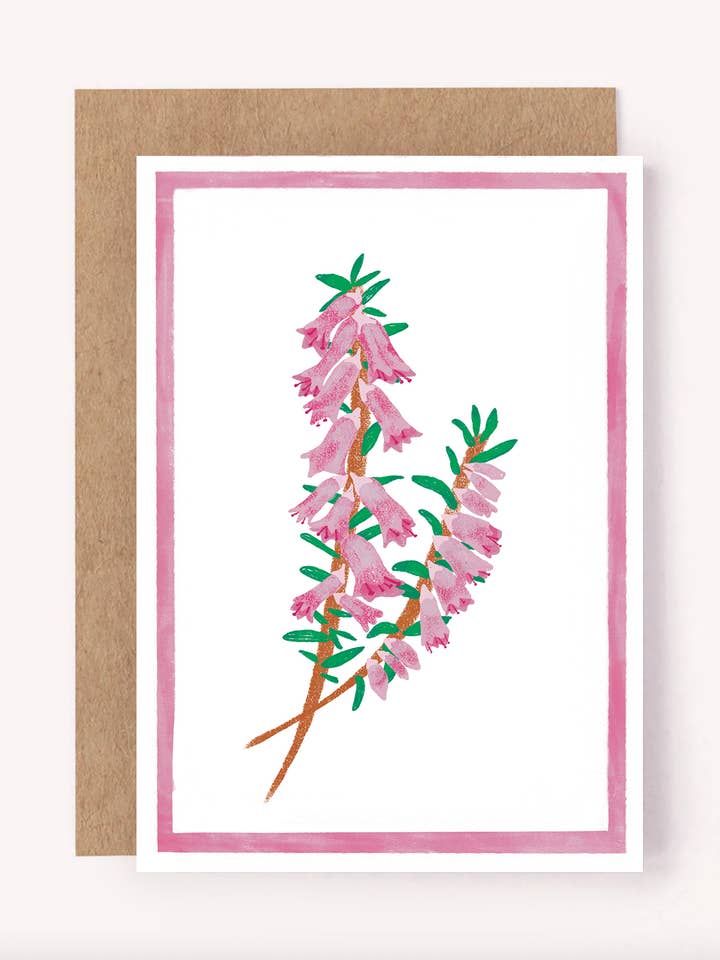 Carte Heath Australian Wildflower - Carte florale illustrée pour la vente par Lauren Sissons Studio