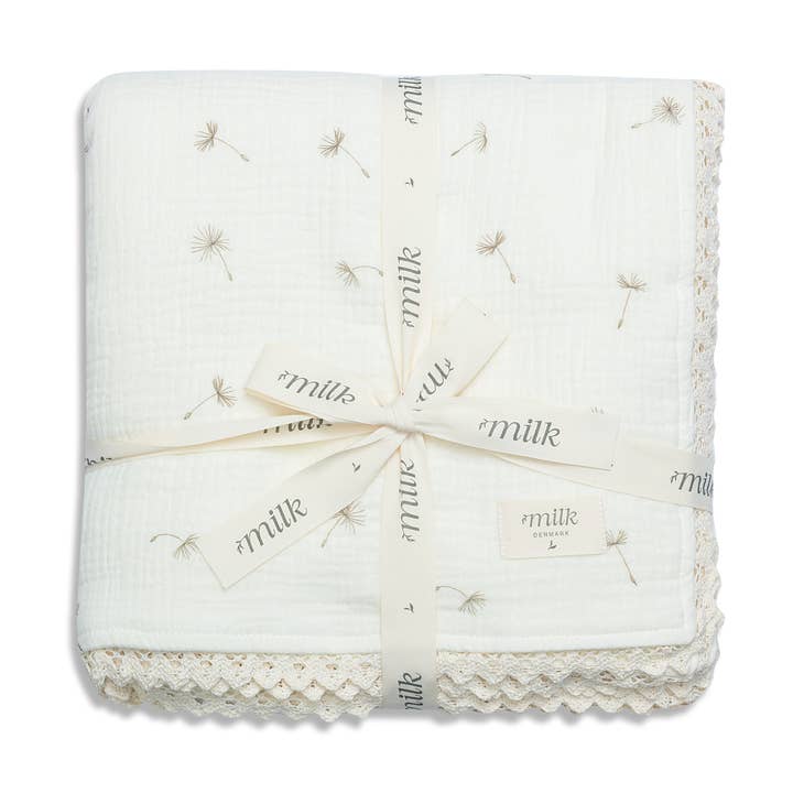 Lace Edge Blanket Wildflower Ivory for wholesale by Milk Denmark