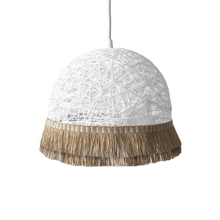 Witte Jute Kwastjeslamp Noordse Verlichting voor wholesale door Geometrik Design