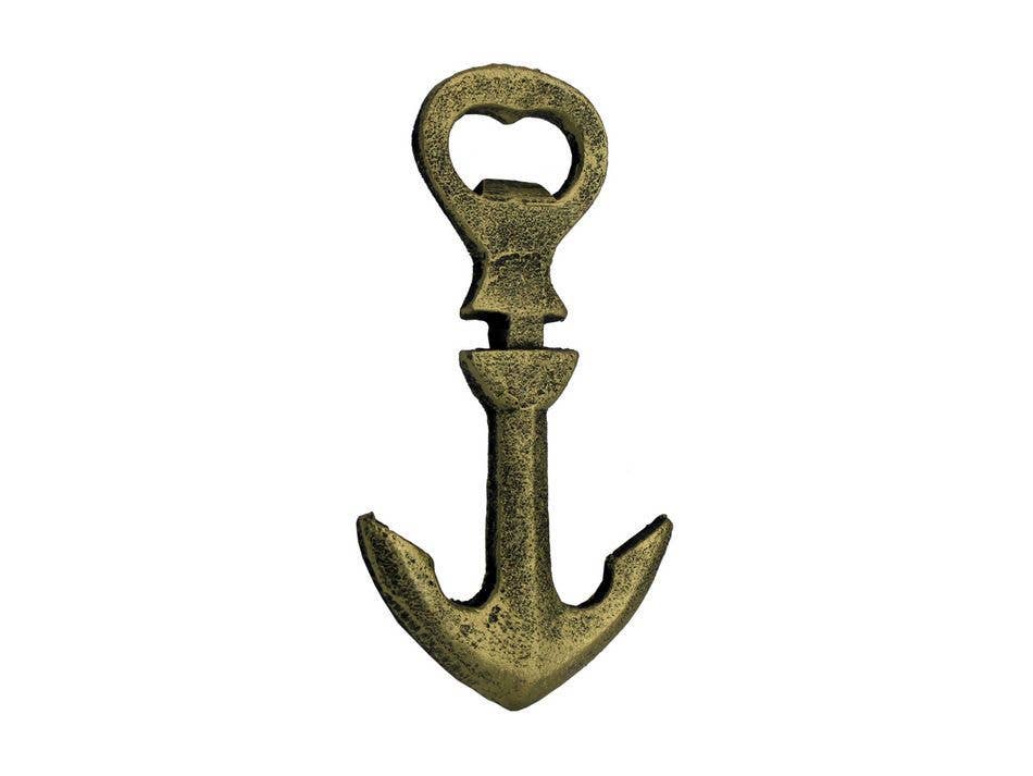 Hampton Ironworks - Wholesale Bottle/Wine Opener - Rustic Gold Cast Iron Anchor Bottle Opener 5"1