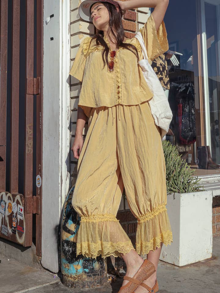 NP71014-Spitzenbesetzte Barrel Cropped Hose für den Großhandel von VERY J