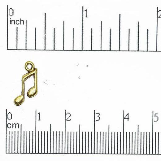 8mm x 15mm Gold or Pewter Musical Note Charm Sold by the Piece - CBS2265 for wholesale by Continental Beads
