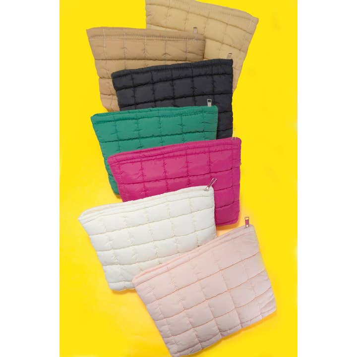 JOSSLYN by wall to wall - Wholesale Makeup/Cosmetic Bag - QUILTED PUFFY COSMETIC MAKEUP POUCH CLUTCH BAG | 40P538