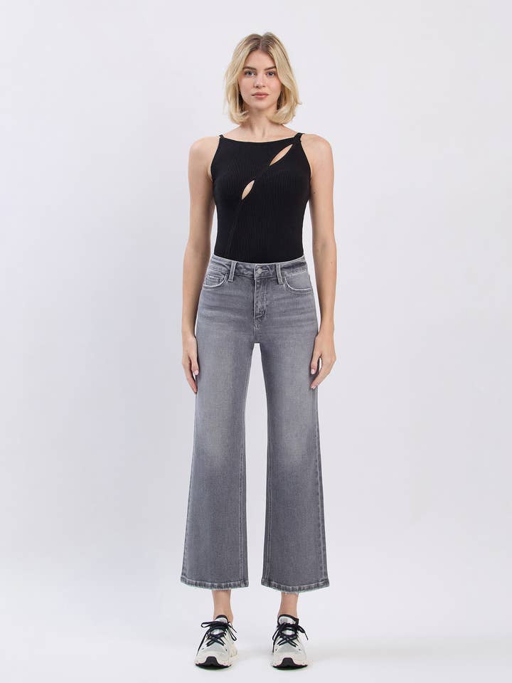 HIGH RISE ANKLE SLIM WIDE LEG JEANS T6296N for wholesale by VERVET by FLYING MONKEY