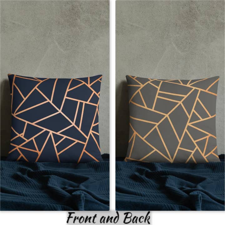 Copper Geometric Line Cushion for wholesale by Cushion Covers Store