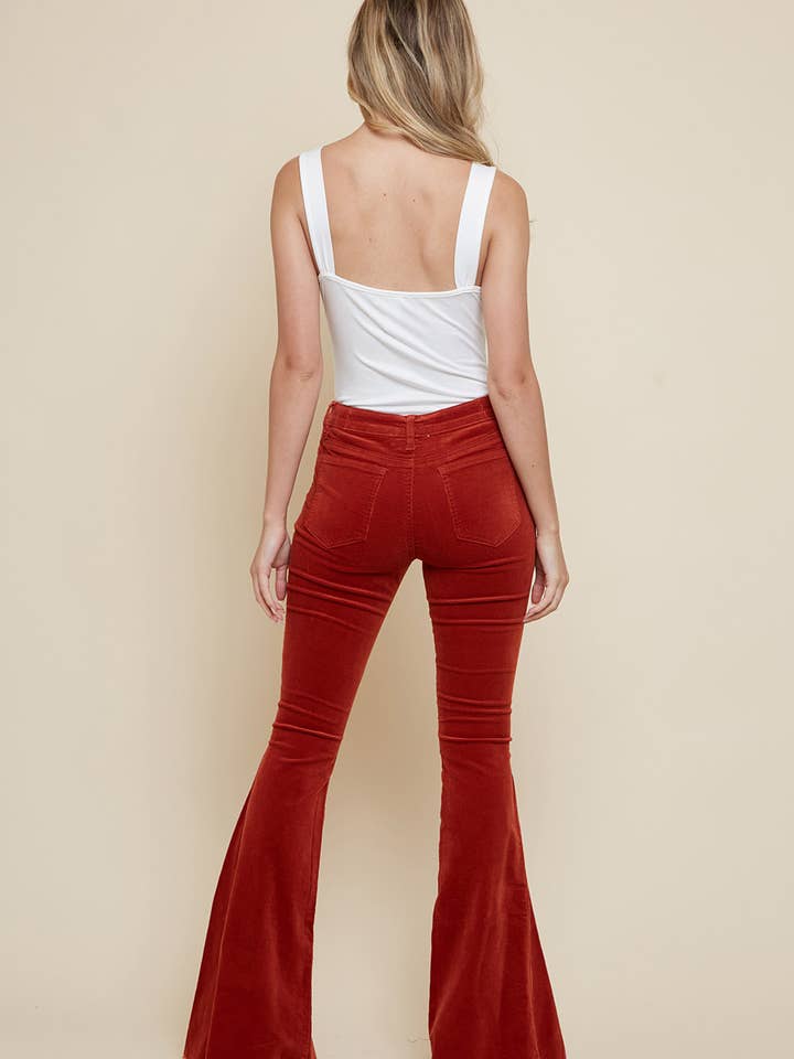 Saints & Hearts - Wholesale Pants - Women's - PLUS SIP6144AP RUST WESTERN CORDUROY BELL BOTTOMS5