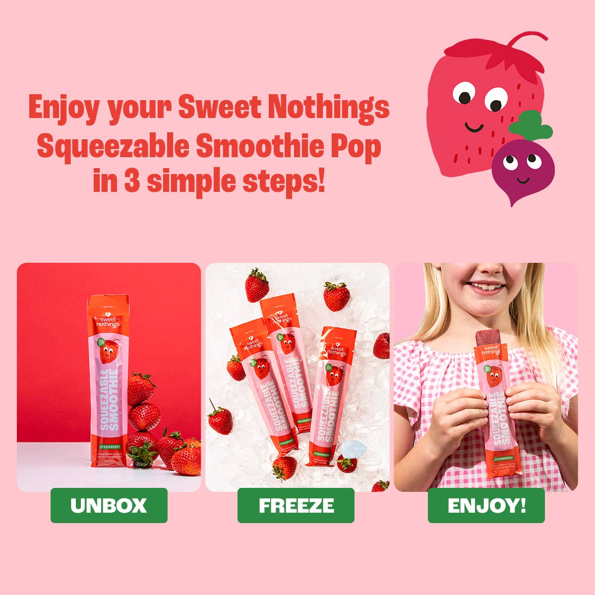 Sweet Nothings - Wholesale Fruit Snacks - Strawberry Beet Squeezable Smoothie Pops - Freeze At Home2