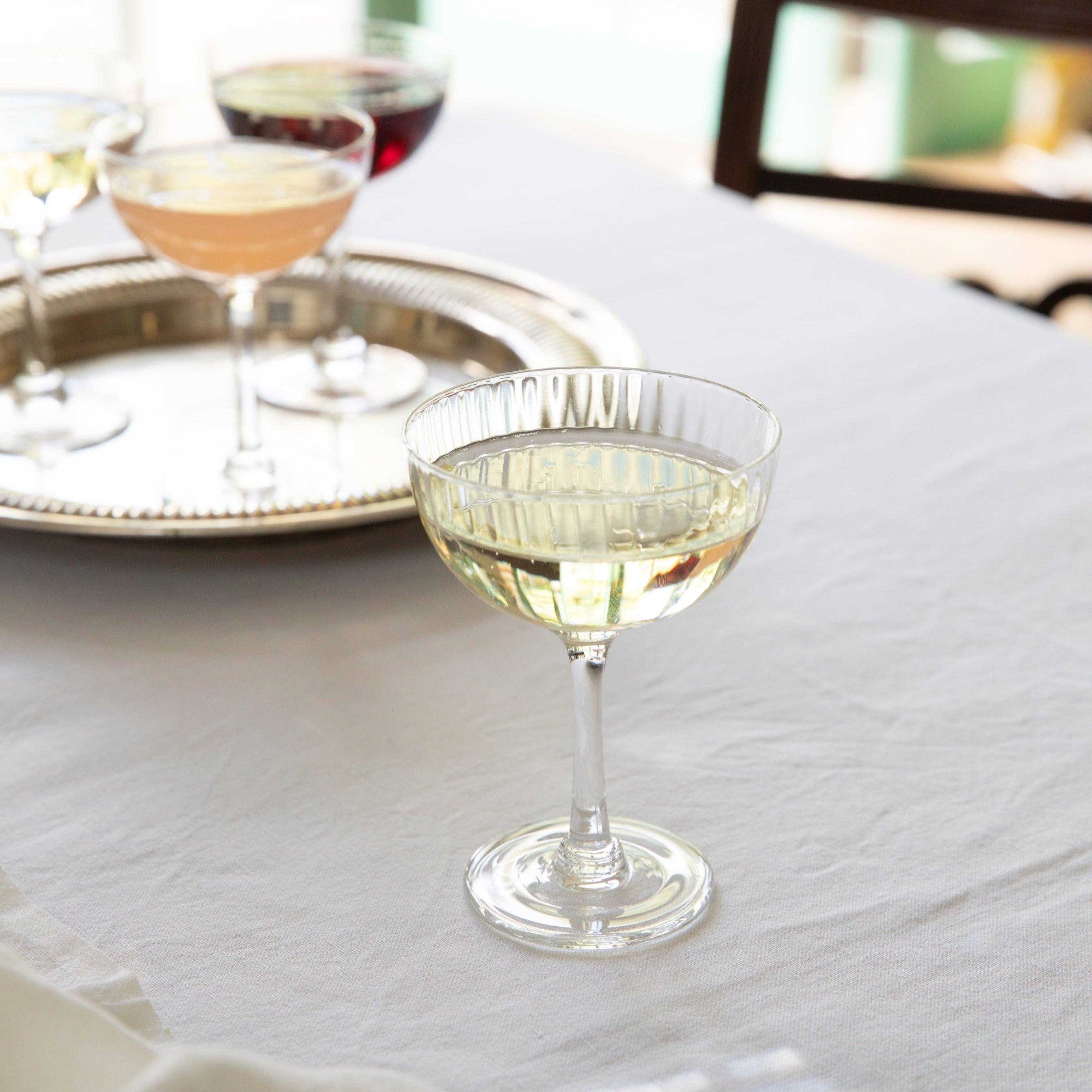 The Vintage List - Wholesale Champagne Flute - Crystal Champagne Saucers with Ripple Design1