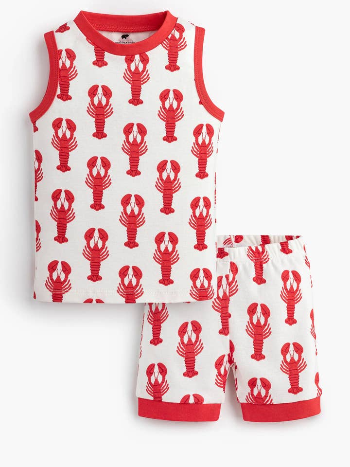 Tank Two-Piece Pajama Set_Lobster Claws for wholesale by Monica + Andy