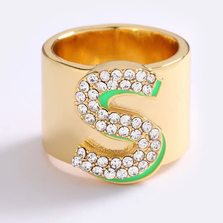 EMMA PILLS - Wholesale Cocktail/Statement Ring - SAY MY NAME INITIAL RING