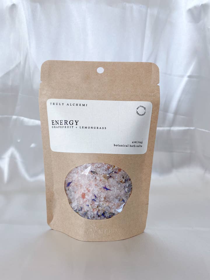 Energy - Grapefruit & Lemongrass {Botanical Bath Salts 4 Oz} for wholesale by Truly Alchemi