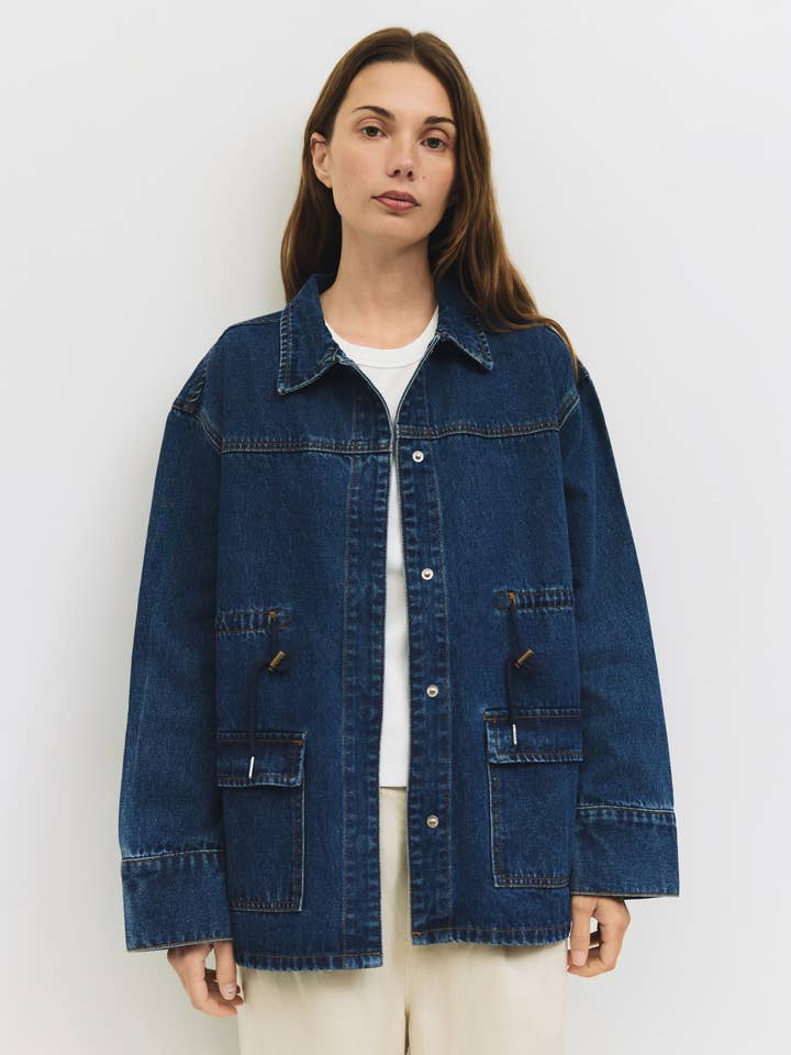 WASHED BLUE The Aster Jacket | Denim Drawstring Jacket for wholesale on Faire3