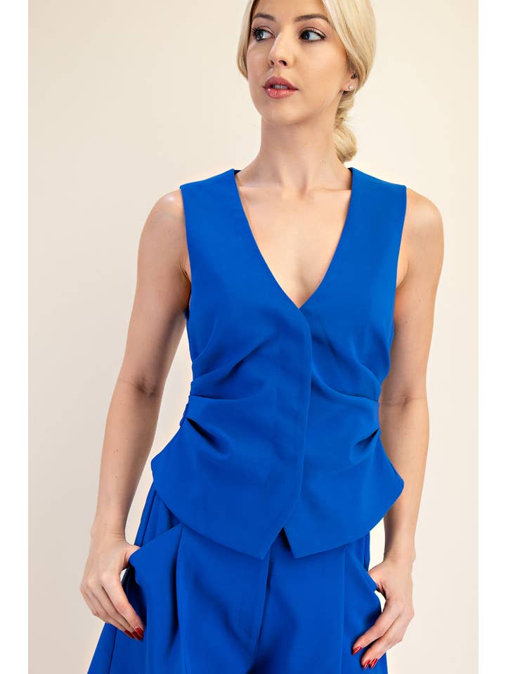 Glam - Wholesale Suit Vest - Women's - Ruched Tailored Vest