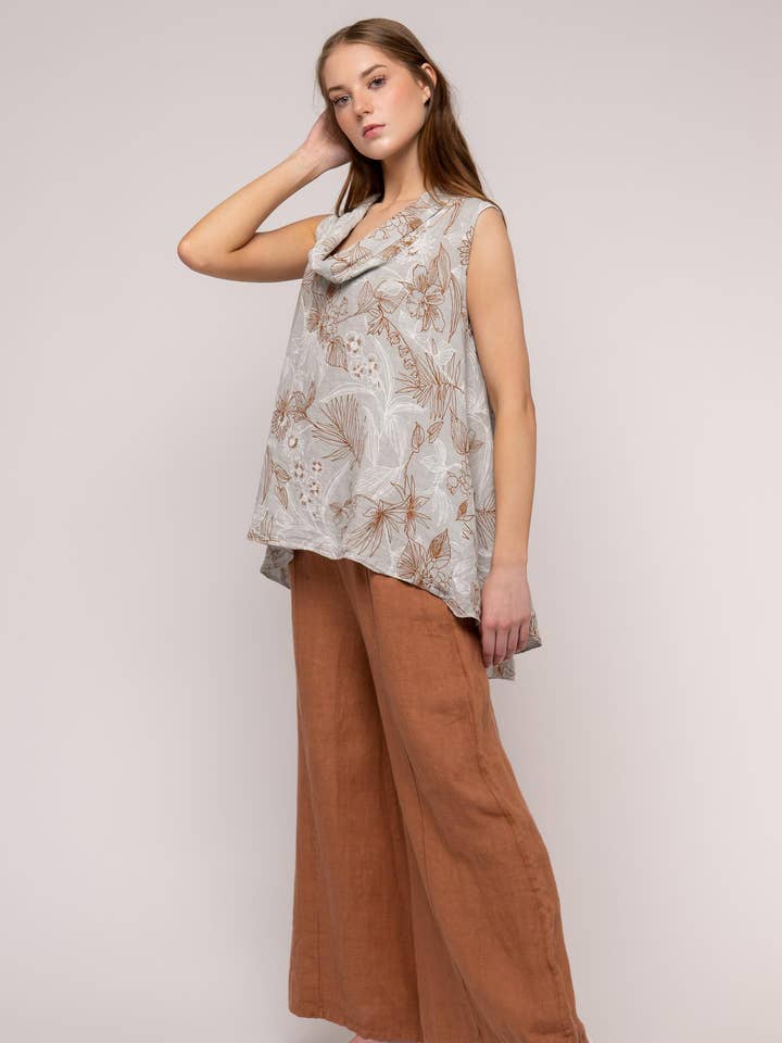 Fransk linnetopp med halsringning för wholesale av LINEN LUV