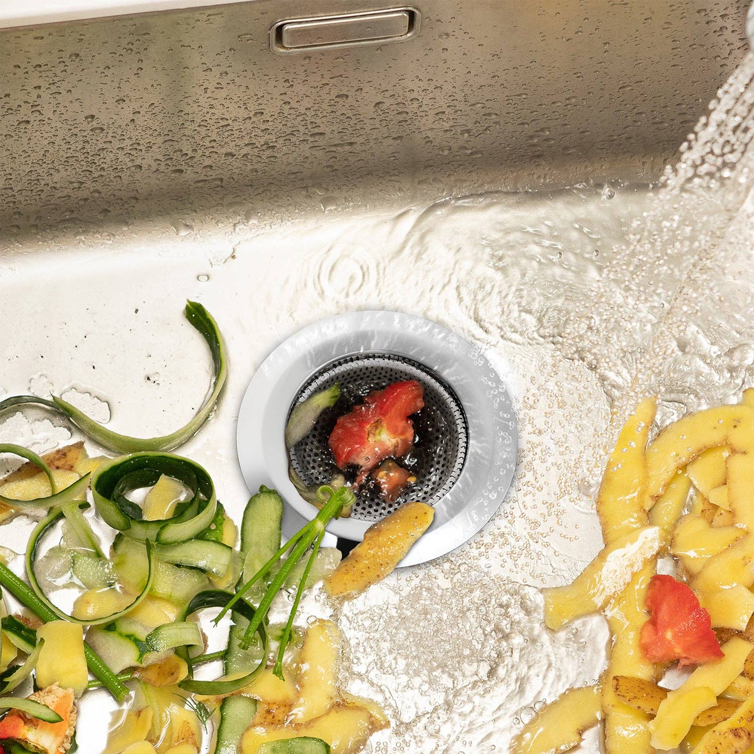 Fosmon - Vente Filtre/bouchon d'évier - Passoire d'évier en acier inoxydable Garnen - 9 cm / 3,5" - lot de 21