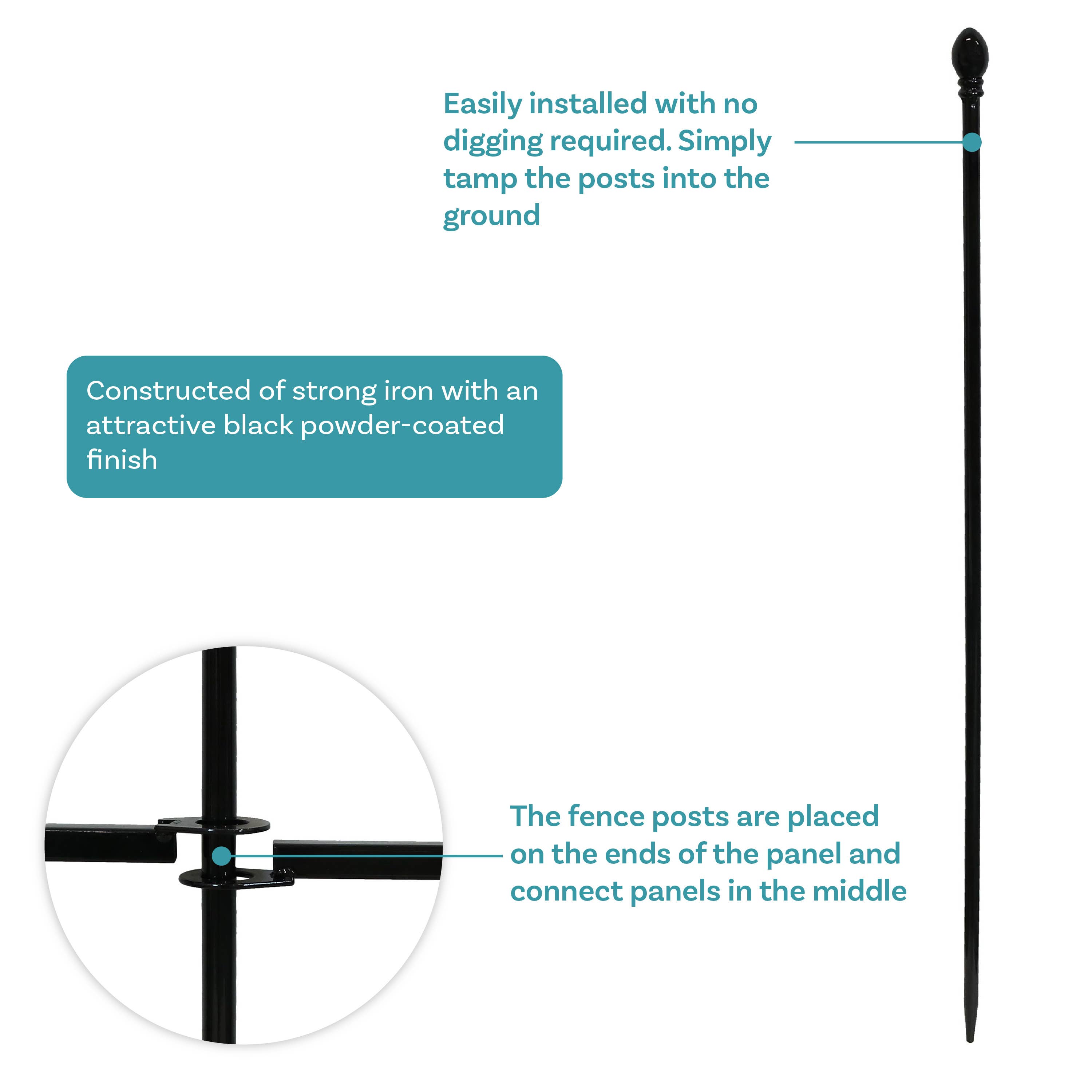 Sunnydaze Decor - Wholesale Outdoor Ornament/Decor - 2-Piece Decorative Finial Garden Landscape Fence - 8 ft3