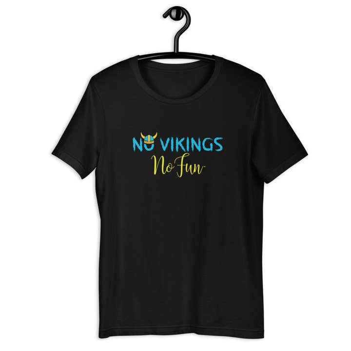 No Vikings No Fun, T-Shirt, Black for wholesale by No Fun Company