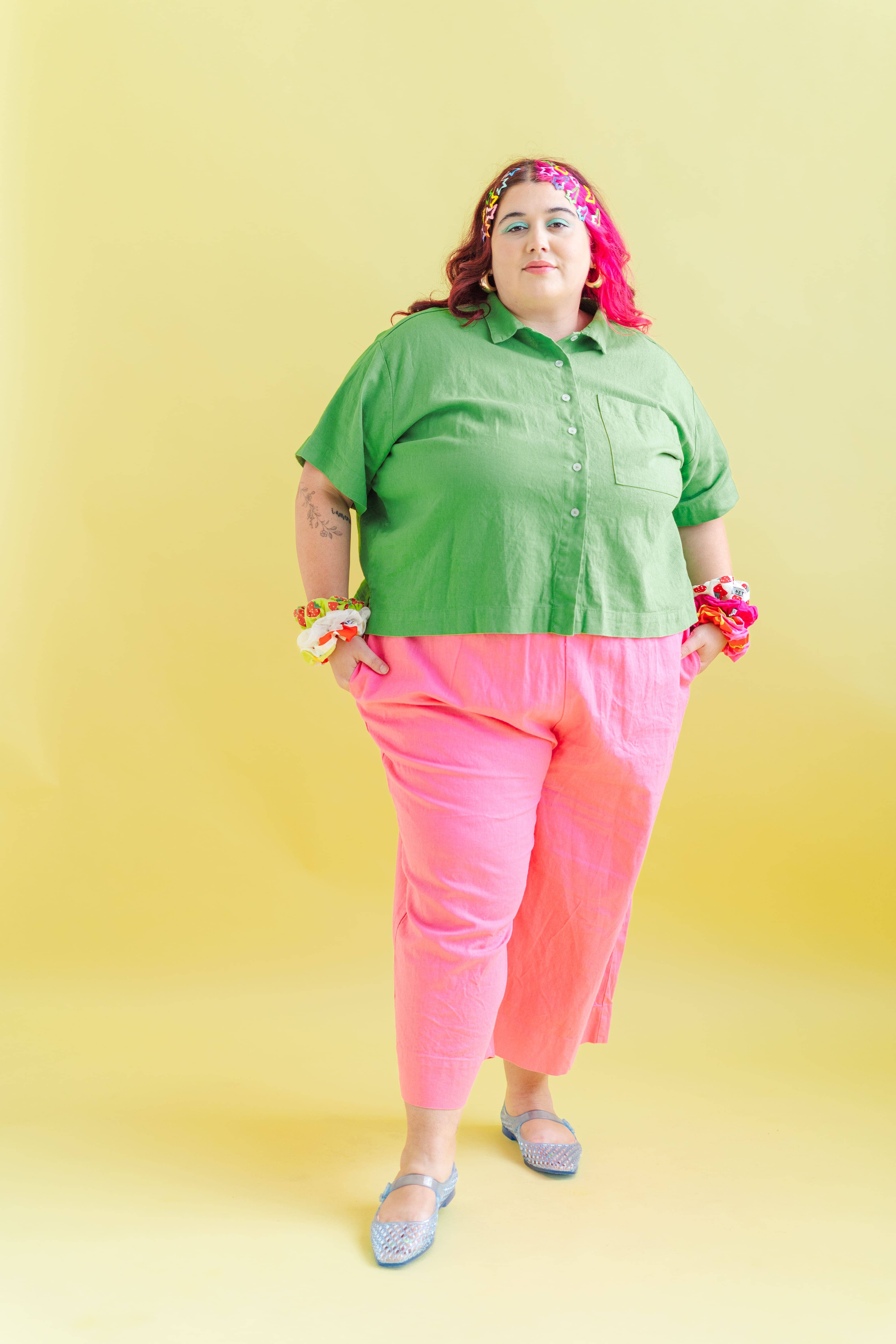 Nettle Studios - Wholesale Pants - Women's - Size Inclusive Plus Size Wide Leg Pant Bubblegum Pink Linen12