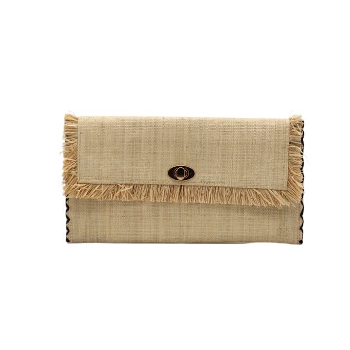 Shebobo - Vente Pochette – femme - Pochette Sophie en paille avec bordure à franges brutes8