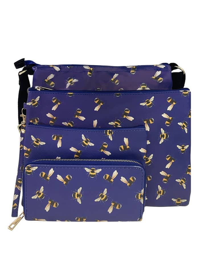 Bee Print Bag Collection - Navy for wholesale by Fashion Scarf World