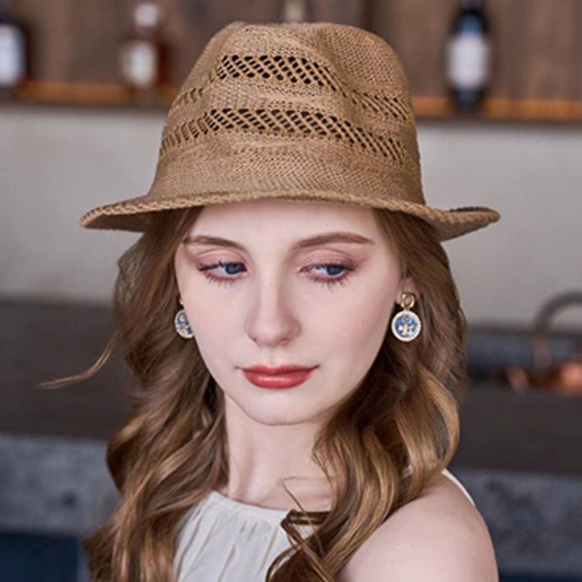 Brown STRAW SUN PROTECTION BUCKET HAT_CWAH1332 for wholesale on Faire5