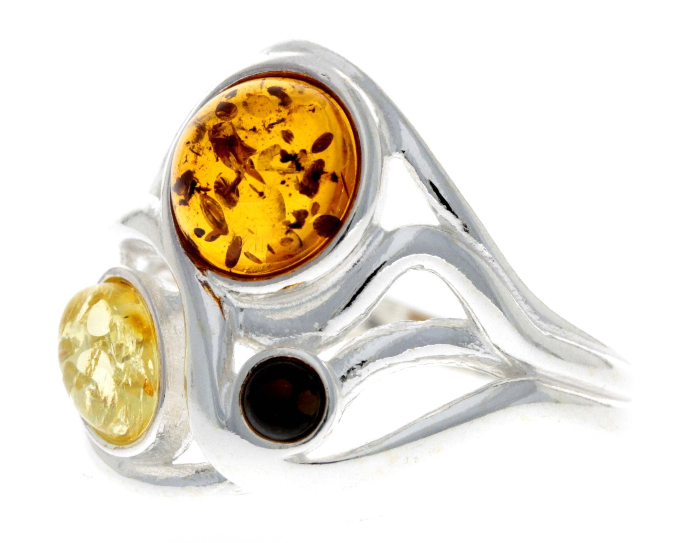 Mix 925 Sterling Silver & Baltic Amber Modern Designer Ring - GL486 for wholesale on Faire2