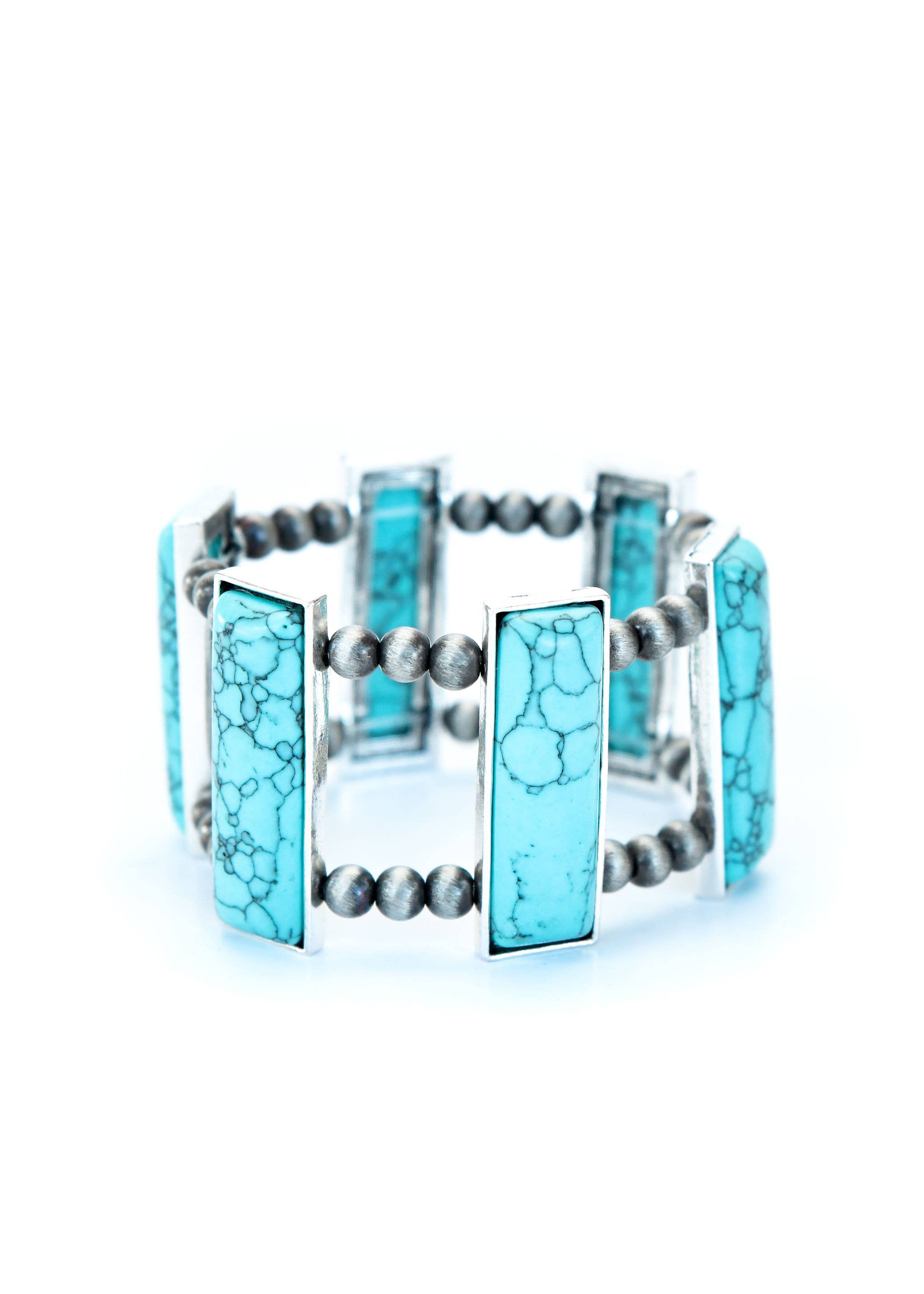 West & Co. - Wholesale Bangle Bracelet - (SALE) Turquoise Bar Stretch bracelet1