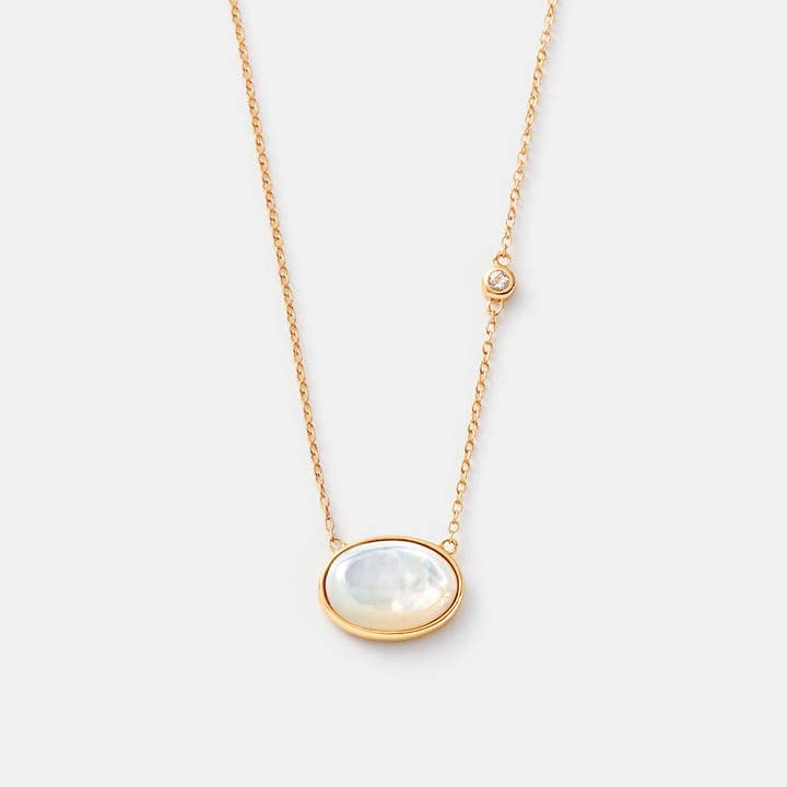 Gold Oval Pearl Necklace for wholesale by Sara Patino Jewelry