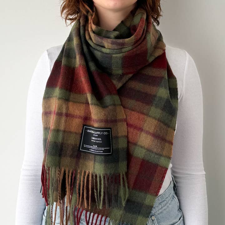 Buchanan Autumn - Scottish Tartan Lambswool Wide Scarf for wholesale by Barossa Supply Co.