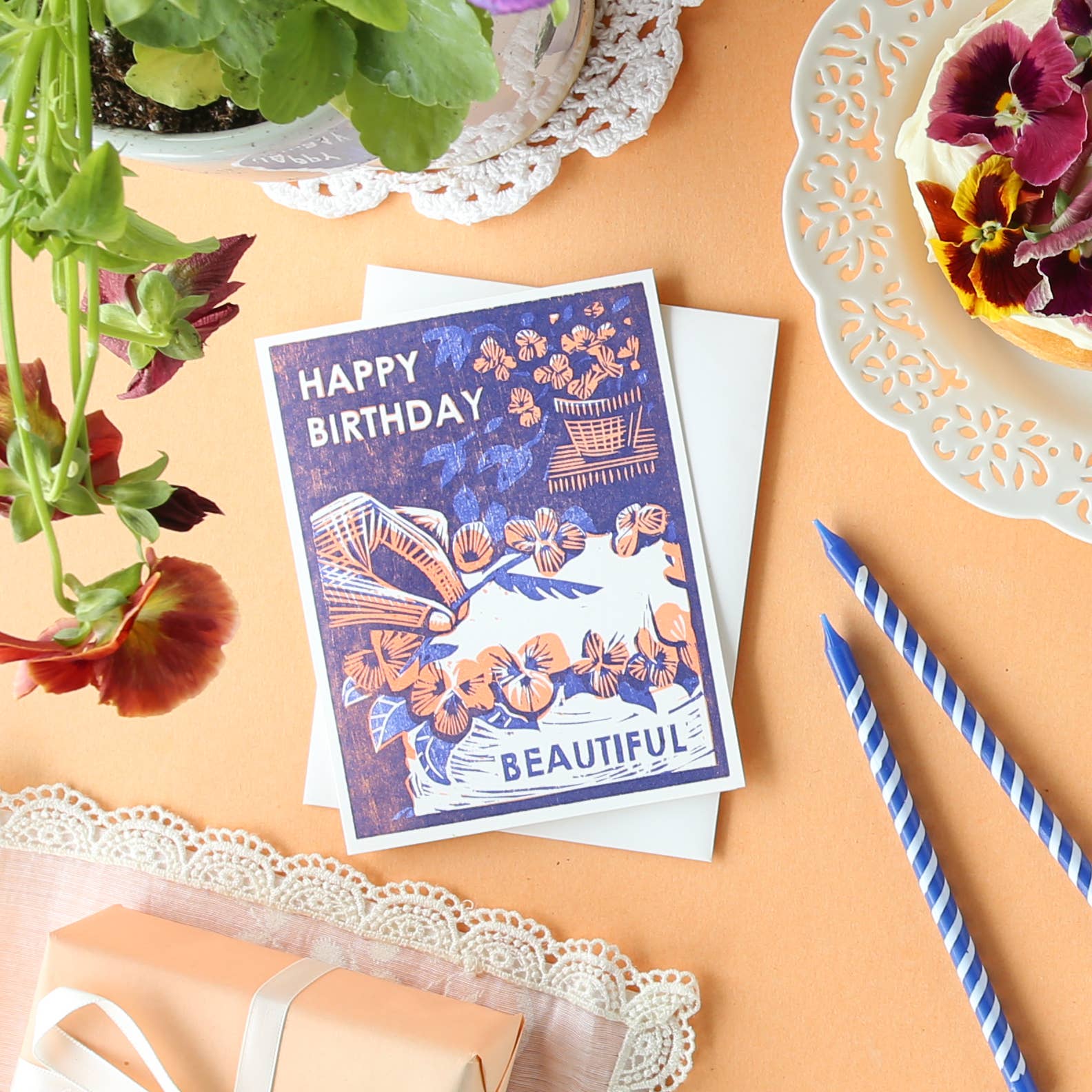 Heartell Press - Wholesale Birthday Card - Happy Birthday Beautiful (Edible Flower Cake) Card2