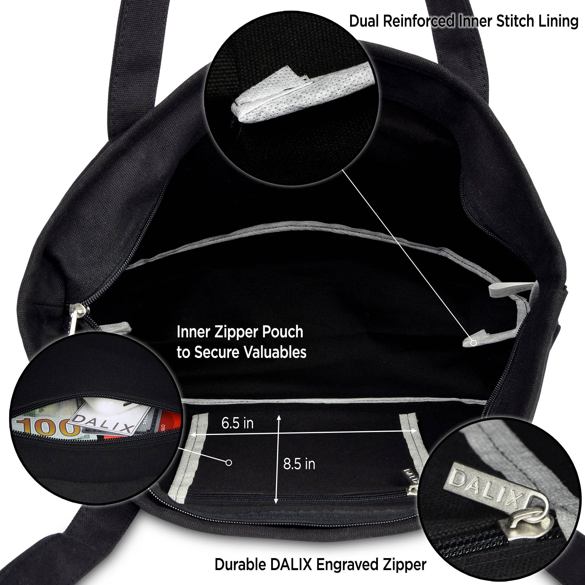 Dalix – wholesale Tote bag – Women's – DALIX 20" Solid Color Cotton Canvas Shopping Tote Bag4