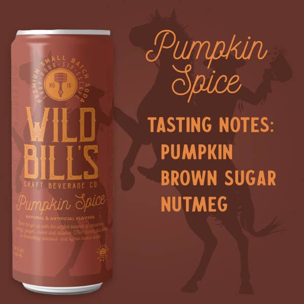 Wild Bill’s Craft Beverage Co. - Wholesale Soda/Carbonated Drink - Pumpkin Spice - Premium Cane Sugar Soda, 12-Pack, Cans