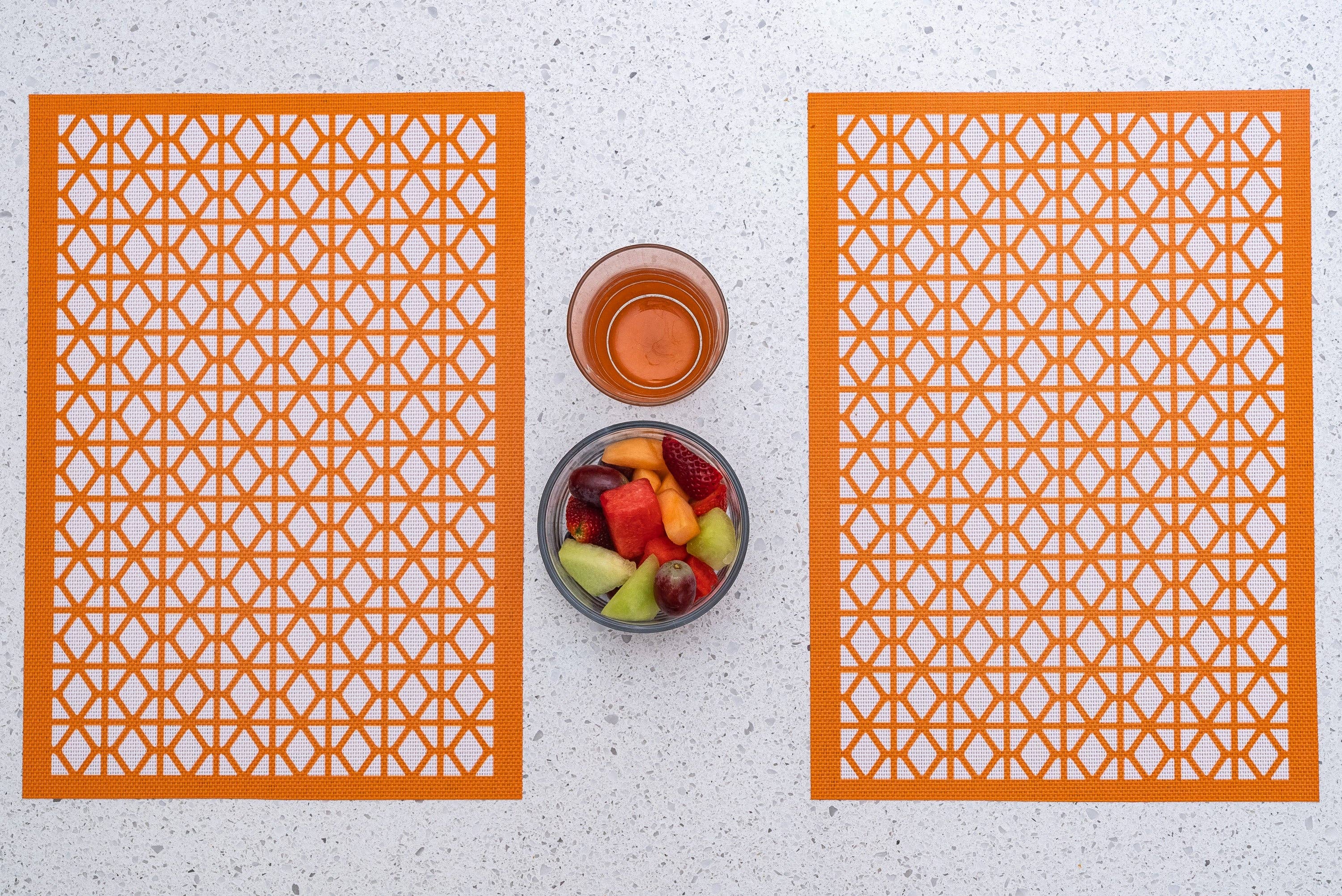 hide+seek SUPPLY CO - Vente Sets de table - Set de table tissé recto-verso Breeze Block-Orange 45x42,5 cm3