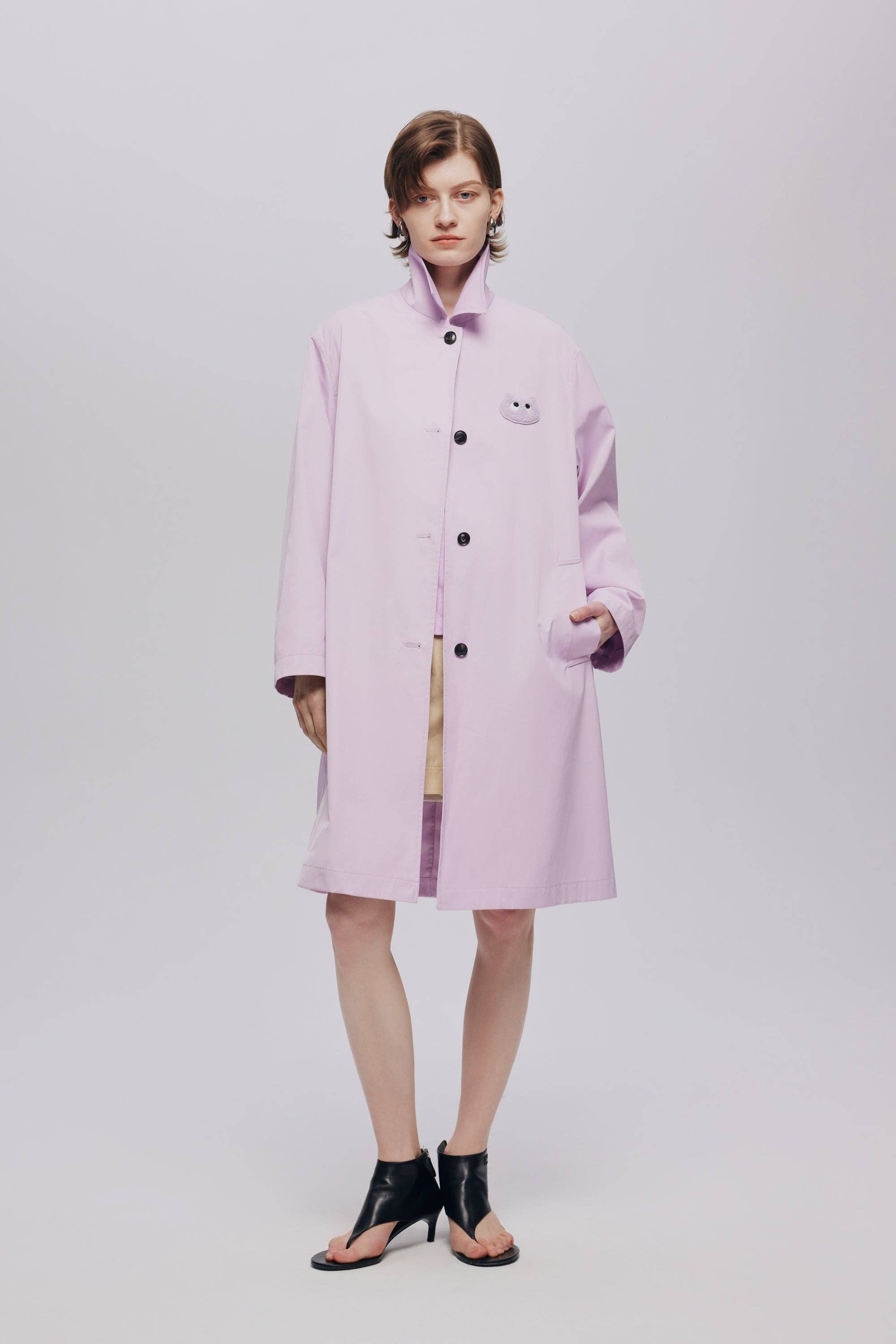 Urlazh - Wholesale Trench Coat - Women's - Pink and Purple Shirred Trench Coat