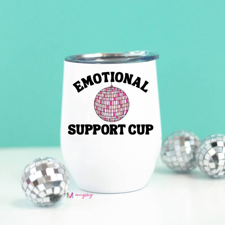 Mugsby - Wholesale Insulated Mug/Tumbler - Emotional Support Wine Cup, Funny Wine Cup, Disco