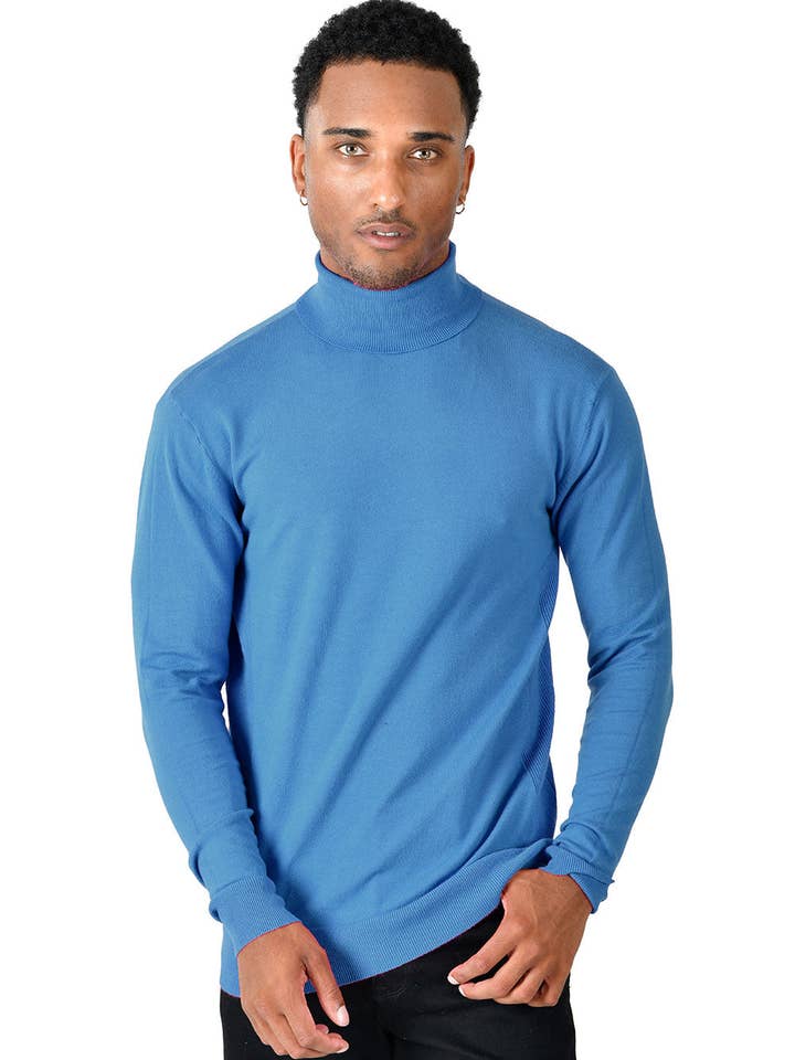 BARABAS - Wholesale Knit Sweater - Men's - Men's Turtleneck Ribbed Solid Basic Sweater LS210028