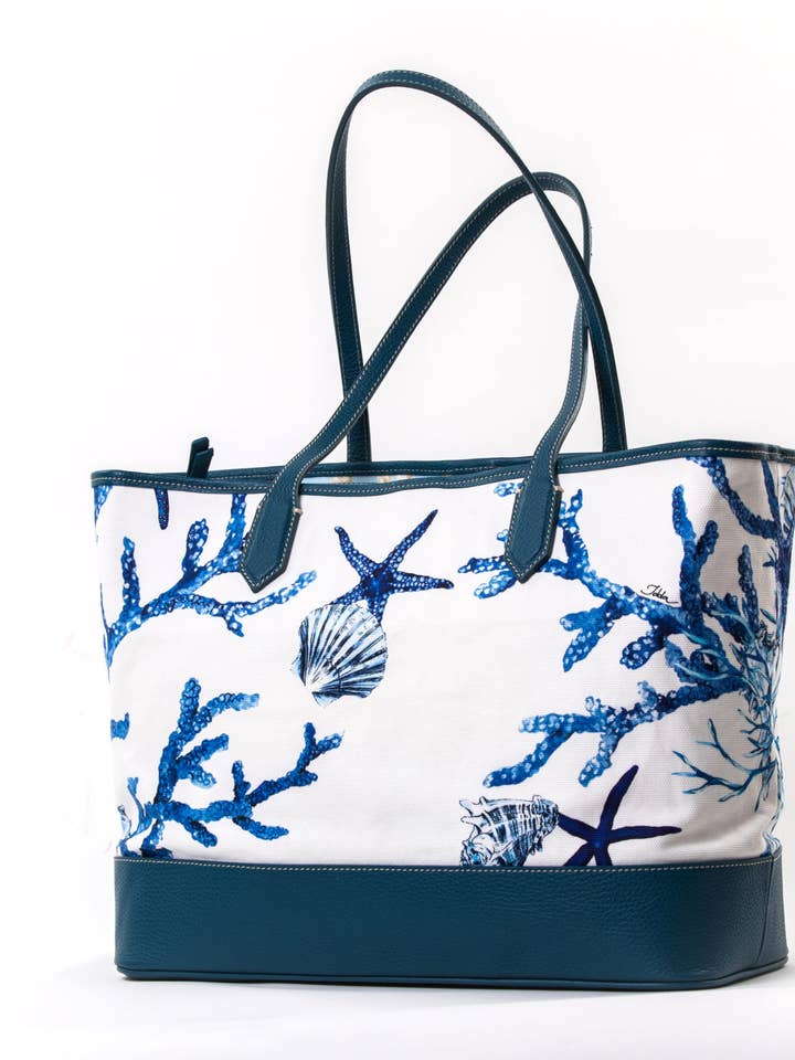 Skinn och bomullscanvas shopper med maxi koppling för wholesale av IDDA