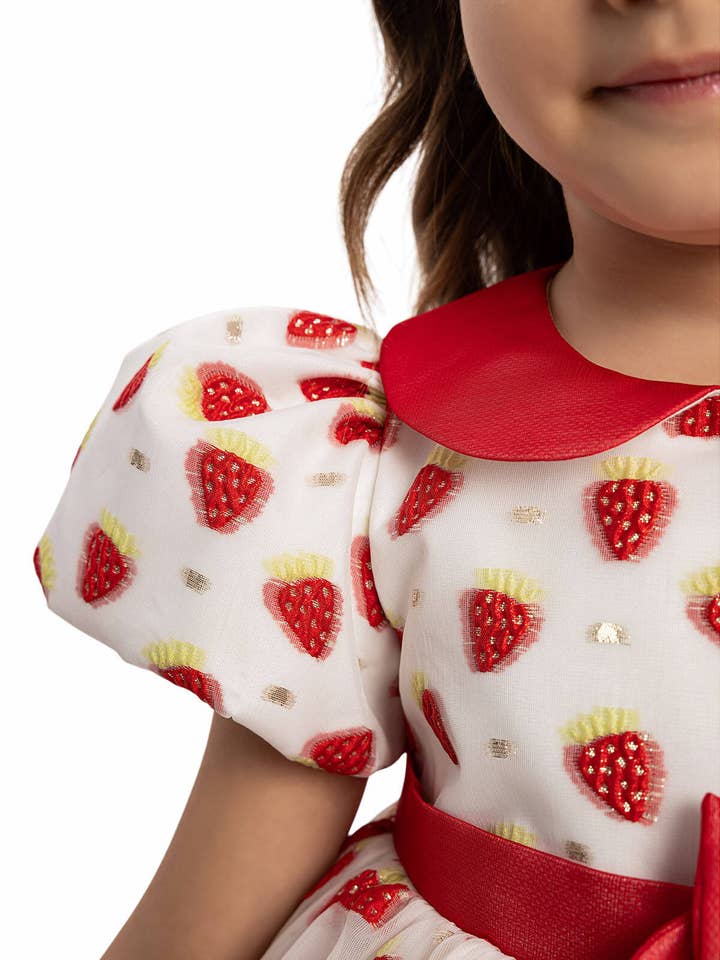 Pamina Kids - Wholesale Dress - Kids - Red Strawberry Dress With Hair Accessory 6-24 Month 35241pr3