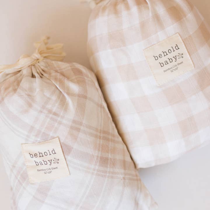 Behold Baby – Engroshandel Lagner til vugger – Honning Gingham bambus krybbe ark