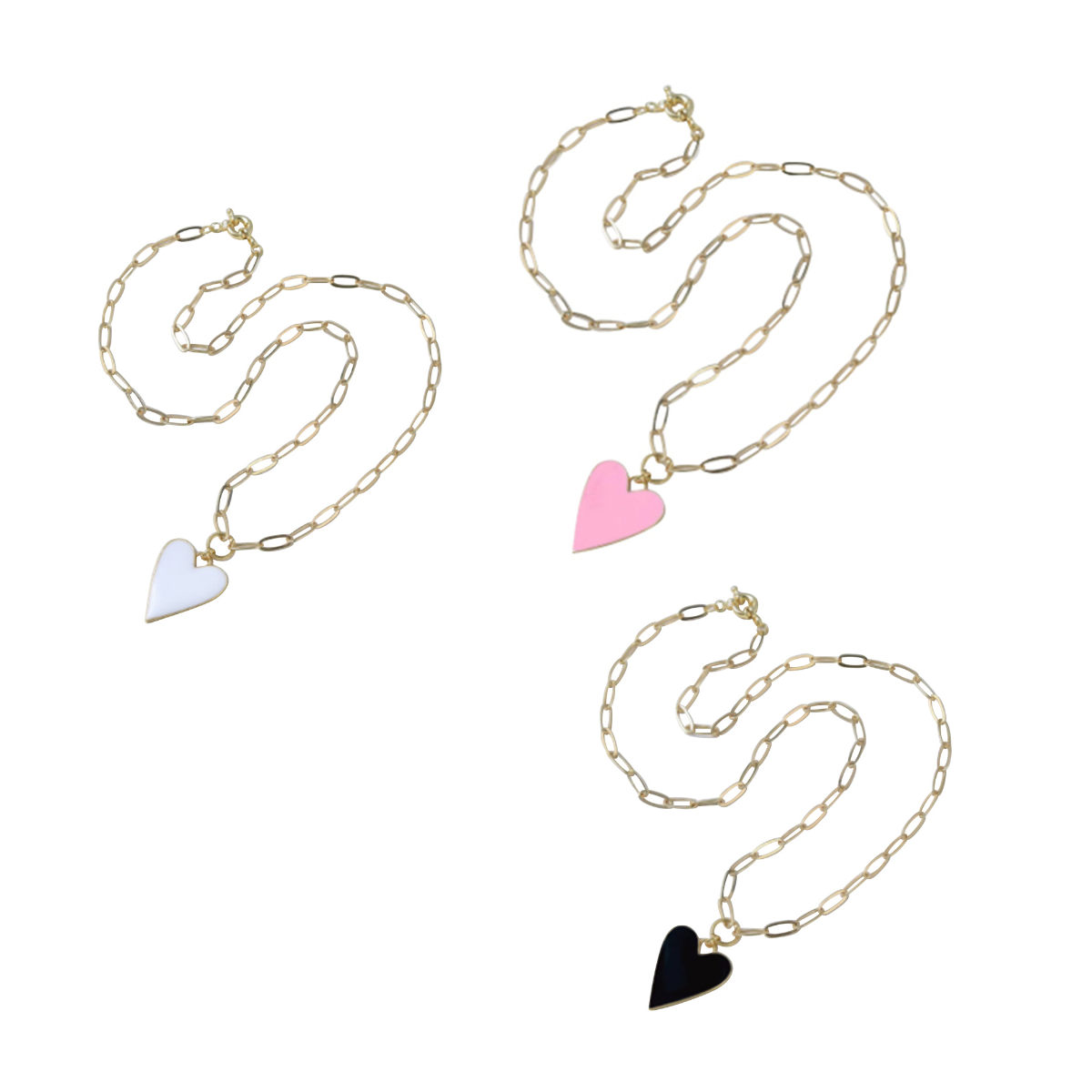 Malibu Sugar - Wholesale Pendant/Charm Necklace - Enamel Heart on Gold Chain Necklace Valentine's Day Gift5