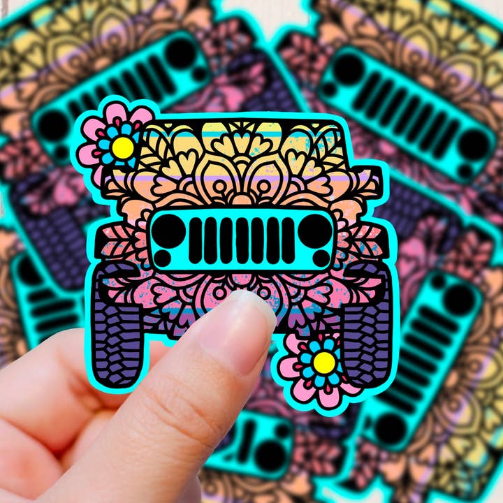 Graceful Darkness, LLC - Wholesale Sticker - Wrangler Mandala (Jeep Inspired), Vinyl Sticker
