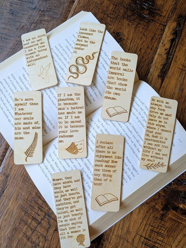 Classic Book Quote Engraved Wood Bookmarks for wholesale by Stag and Branch