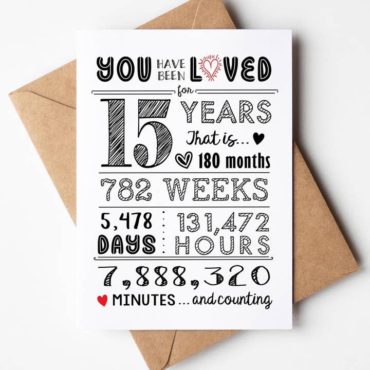 Katie Doodle | Boutique Greeting Cards & Birthday Gifts - Wholesale Verjaardagskaartje - 15e verjaardagskaarten/QuinceaƱera/Cadeaus (Years Loved, 15)1