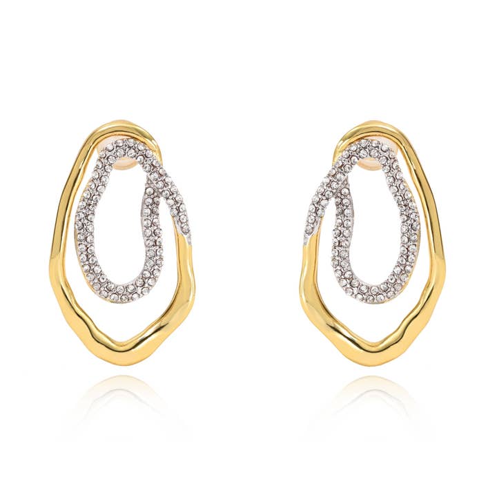 Sahira Jewelry Design - Wholesale Stud/Post Earrings - Harper Two Tone Pave Earring