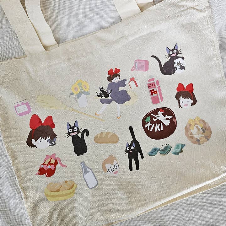 Kawaii Cute Zipper Tote Bag Kiki Witch Canvas Tote for wholesale by To The Ends