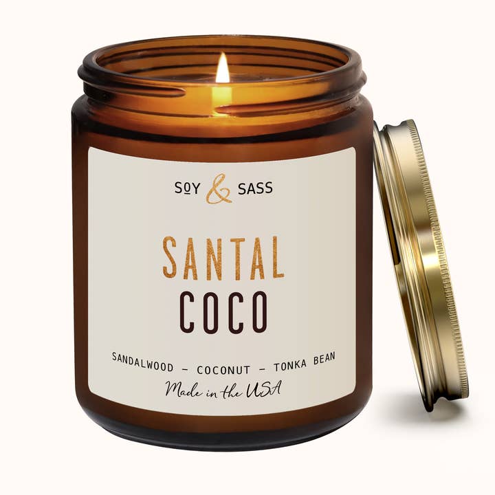 Santal Coco 7.2 oz Soy Candle Home Decor & Gifts for wholesale by Soy and Sass