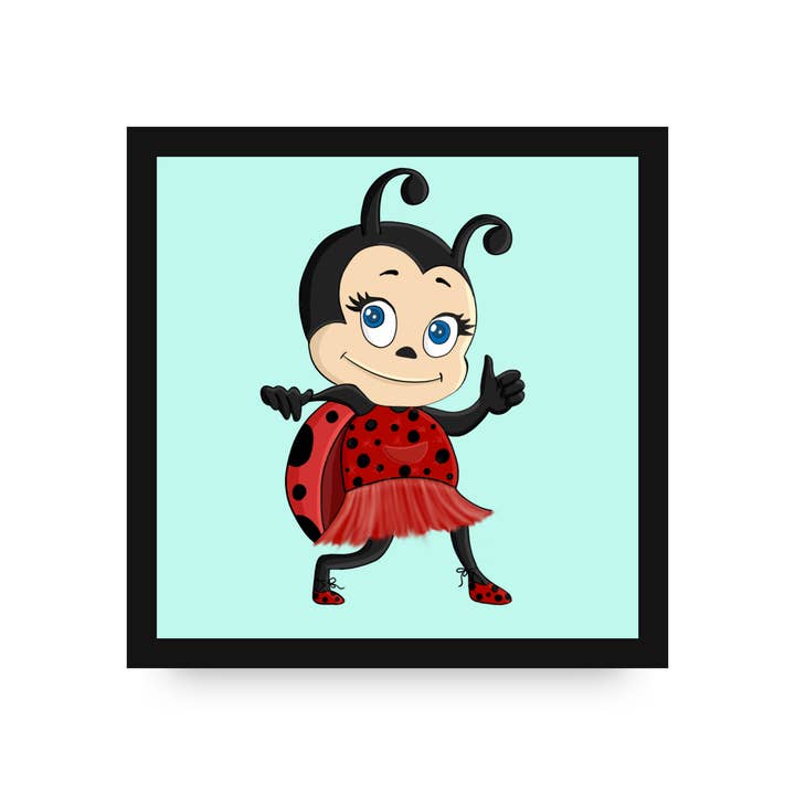 Luna the LadyBug Framed Canvas by Dancing Littles Jungle for wholesale by Dancing Littles Jungle