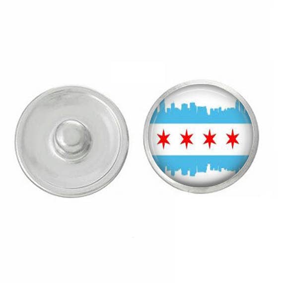 Chicago Skyline Flag Snap with Skyline for wholesale by Say It in A Snap Jewelry
